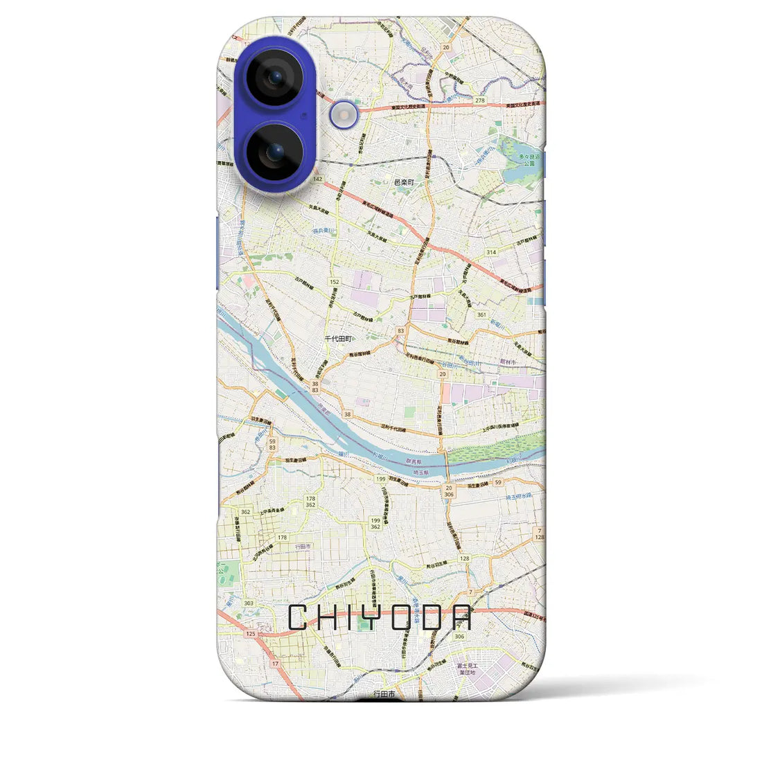 【千代田（群馬県）】地図柄iPhoneケース（バックカバータイプ）ブラック・iPhone 16 Pro Max 用