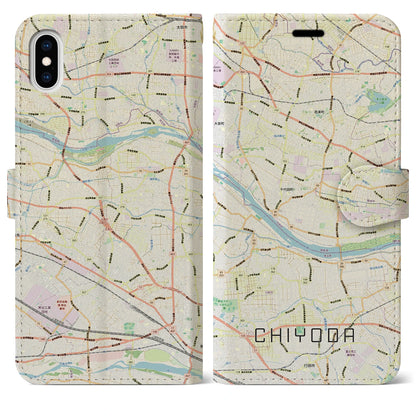 【千代田（群馬県）】地図柄iPhoneケース（手帳タイプ）