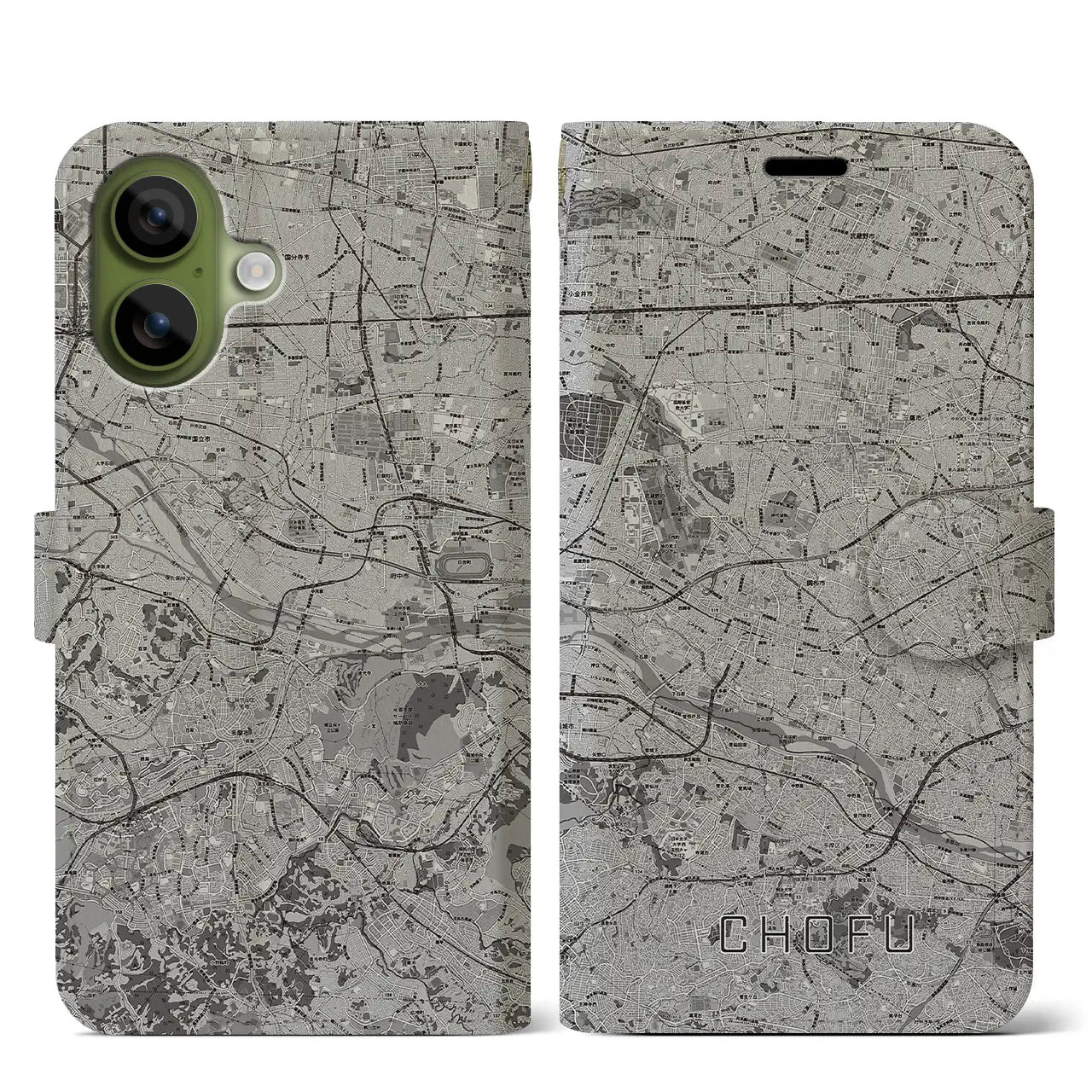 【調布2（東京都）】地図柄iPhoneケース（手帳タイプ）