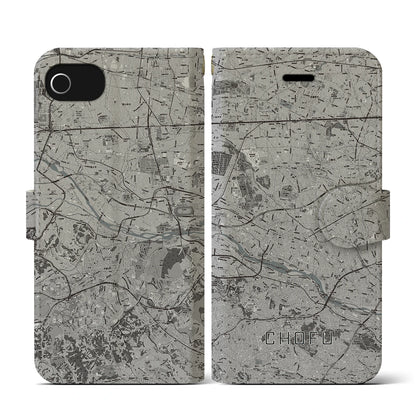【調布2（東京都）】地図柄iPhoneケース（手帳タイプ）モノトーン・iPhone SE（第3 / 第2世代） / 8 / 7 / 6s / 6 用