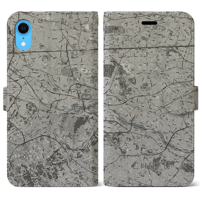 【調布2（東京都）】地図柄iPhoneケース（手帳タイプ）モノトーン・iPhone XR 用