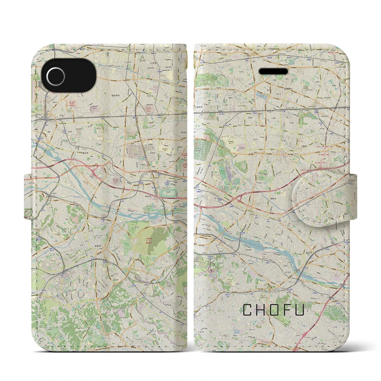 【調布2（東京都）】地図柄iPhoneケース（手帳タイプ）