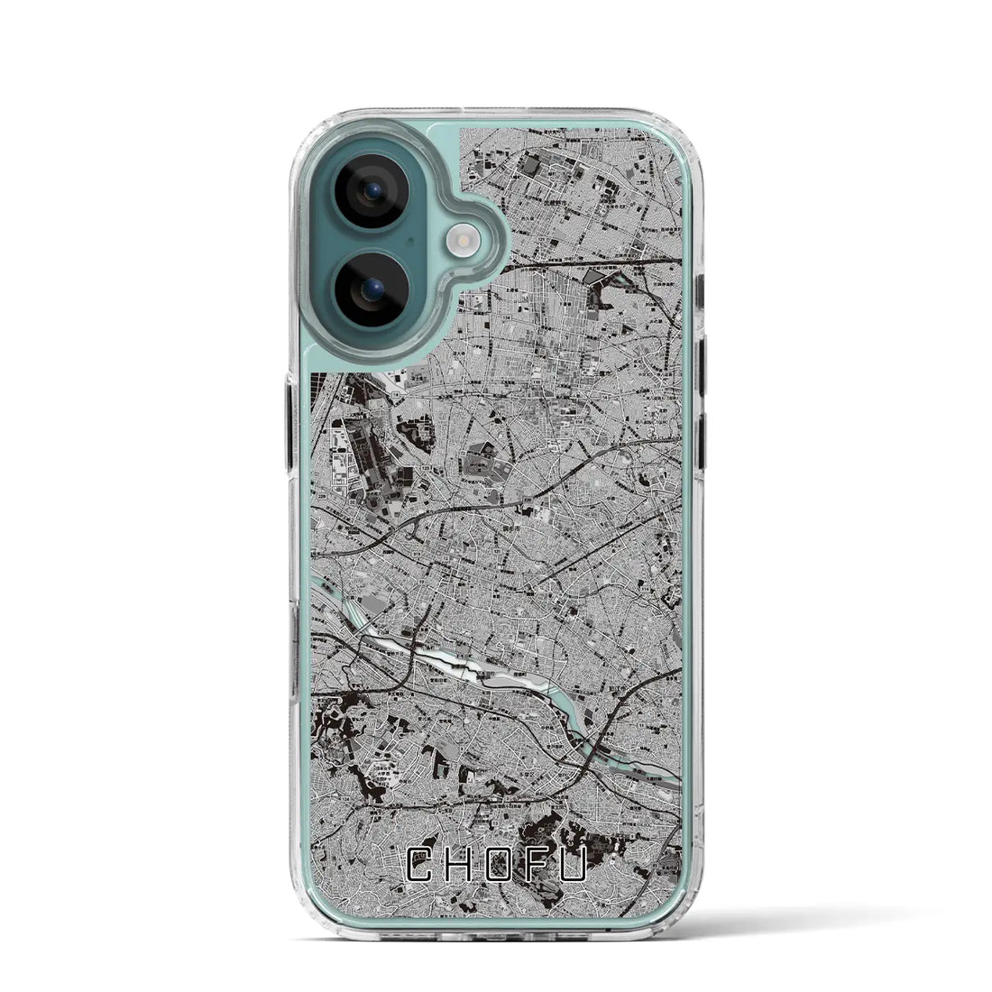 【調布2（東京都）】地図柄iPhoneケース（MagSafeタイプ）モノトーン・iPhone 16 Pro 用