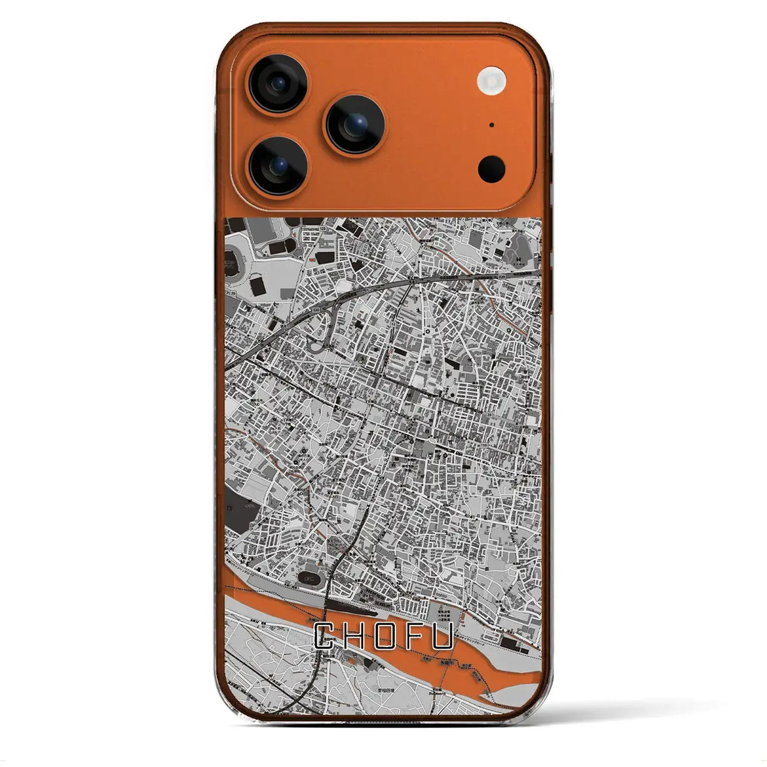 【調布（東京都）】地図柄iPhoneケース（クリアタイプ）モノトーン・iPhone 17 Pro Max 用