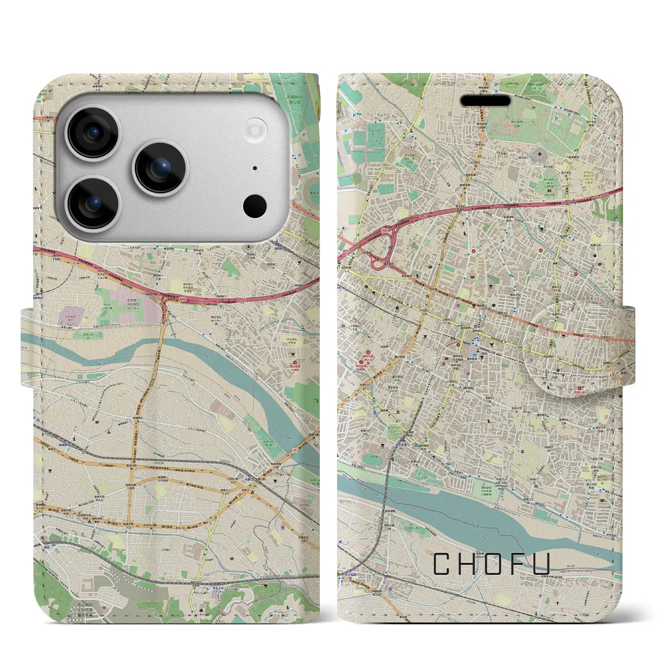 【調布（東京都）】地図柄iPhoneケース（手帳タイプ）