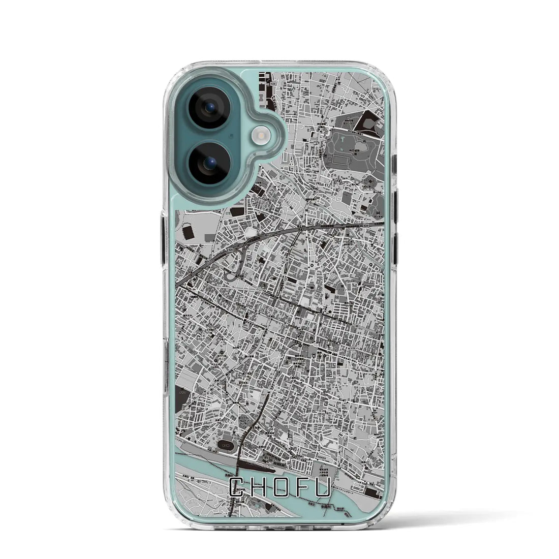 【調布（東京都）】地図柄iPhoneケース（MagSafeタイプ）モノトーン・iPhone 16 Pro 用