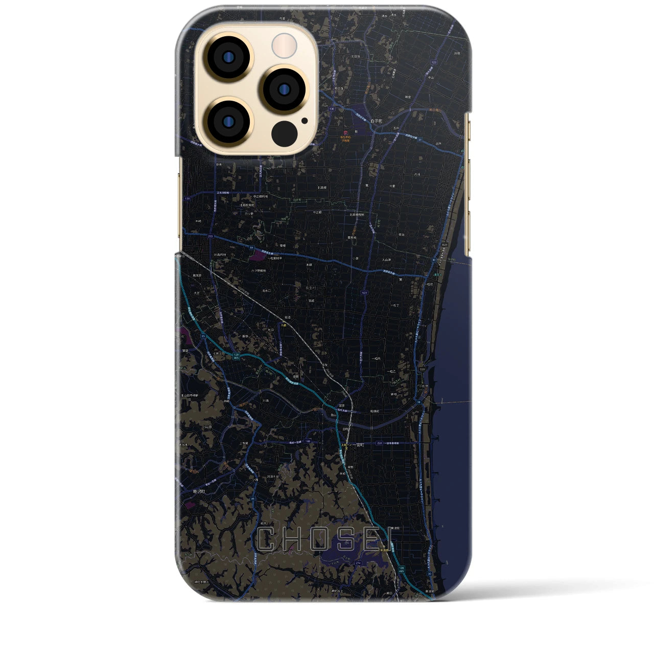 【長生（千葉県）】地図柄iPhoneケース（バックカバータイプ）