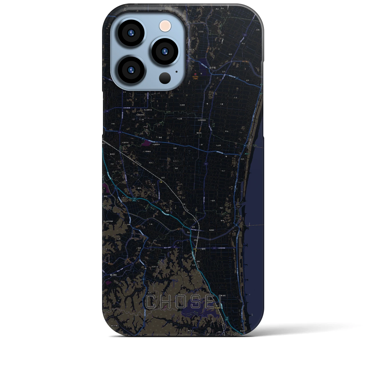 【長生（千葉県）】地図柄iPhoneケース（バックカバータイプ）