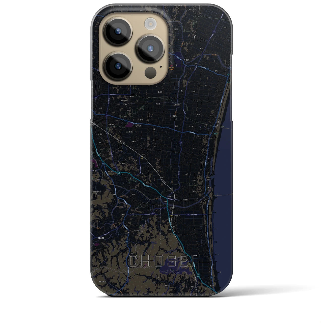 【長生（千葉県）】地図柄iPhoneケース（バックカバータイプ）