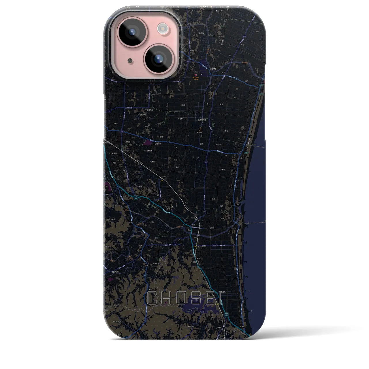 【長生（千葉県）】地図柄iPhoneケース（バックカバータイプ）