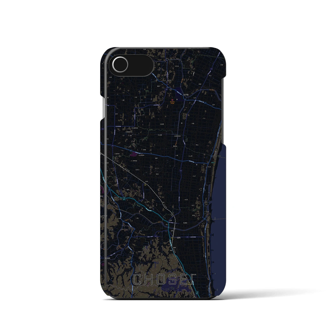 【長生（千葉県）】地図柄iPhoneケース（バックカバータイプ）