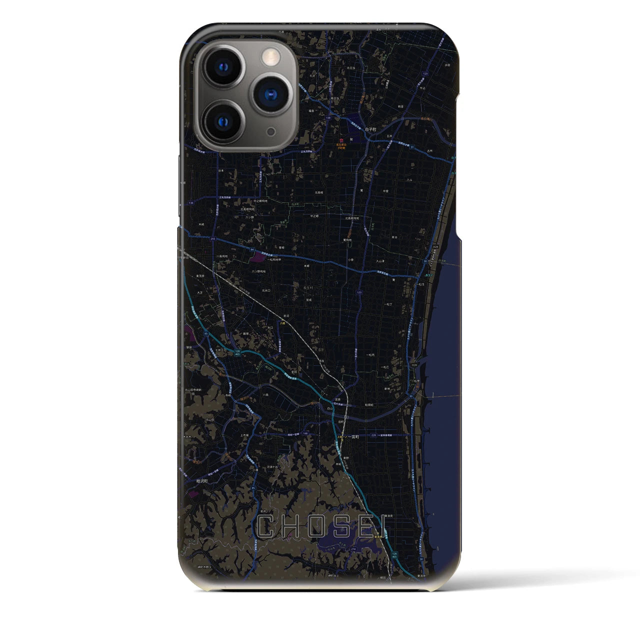 【長生（千葉県）】地図柄iPhoneケース（バックカバータイプ）