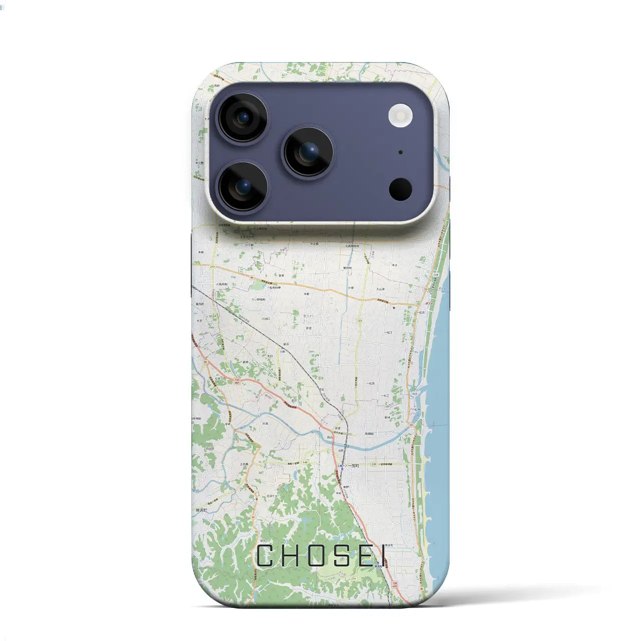 【長生（千葉県）】地図柄iPhoneケース（バックカバータイプ）ブラック・iPhone 17 Pro Max 用