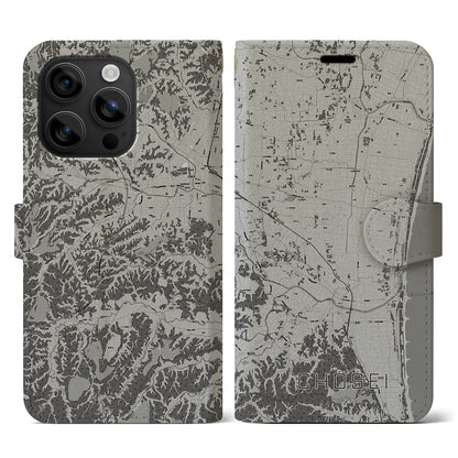 【長生（千葉県）】地図柄iPhoneケース（手帳タイプ）モノトーン・iPhone 16 用