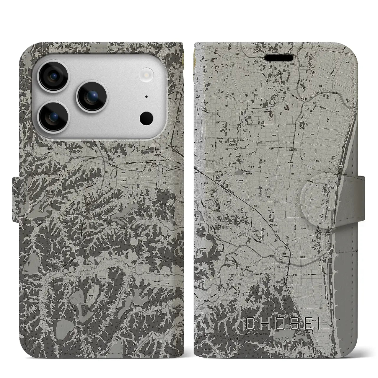 【長生（千葉県）】地図柄iPhoneケース（手帳タイプ）