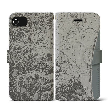 【長生（千葉県）】地図柄iPhoneケース（手帳タイプ）モノトーン・iPhone SE（第3 / 第2世代） / 8 / 7 / 6s / 6 用