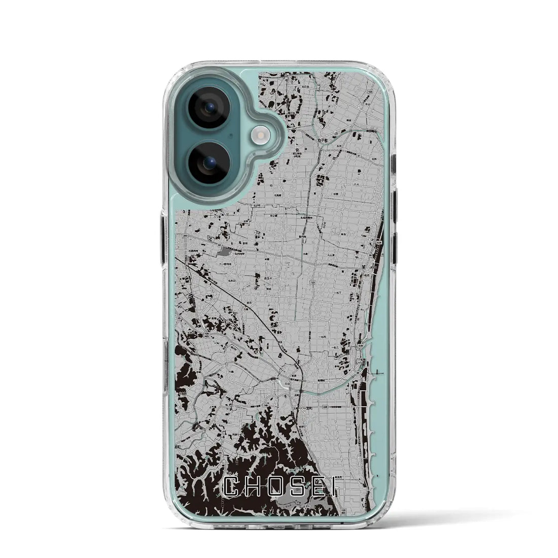 【長生(千葉県)】地図柄iPhoneケース(MagSafeタイプ)モノトーン・iPhone 16 Pro 用