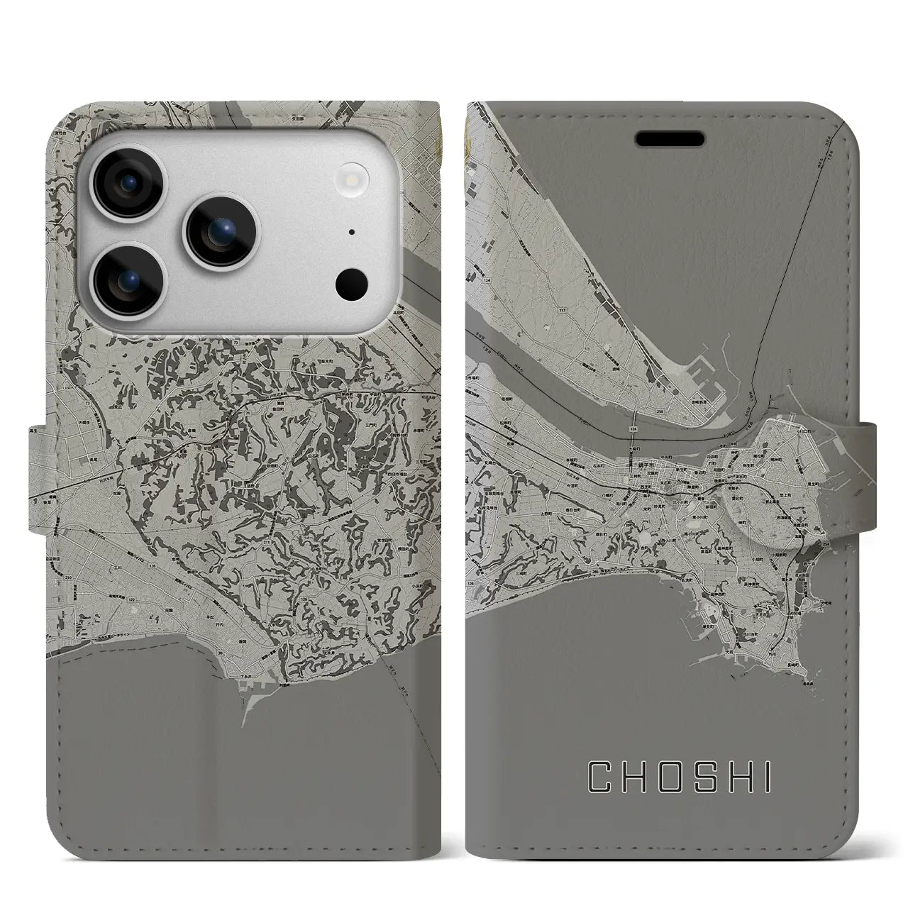 【銚子（千葉県）】地図柄iPhoneケース（手帳タイプ）