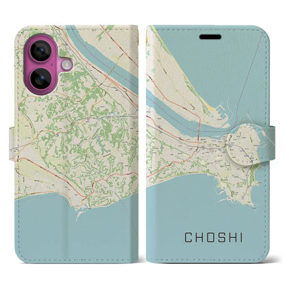 【銚子（千葉県）】地図柄iPhoneケース（手帳タイプ）ナチュラル・iPhone 16 Pro 用