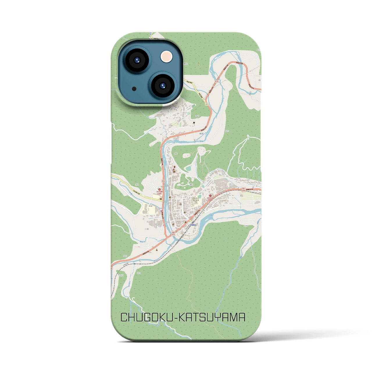 【中国勝山（岡山県）】地図柄iPhoneケース（バックカバータイプ）