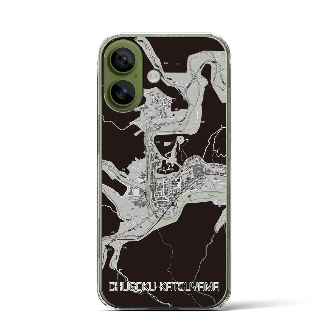 【中国勝山（岡山県）】地図柄iPhoneケース（クリアタイプ）モノトーン・iPhone 17 Pro Max 用