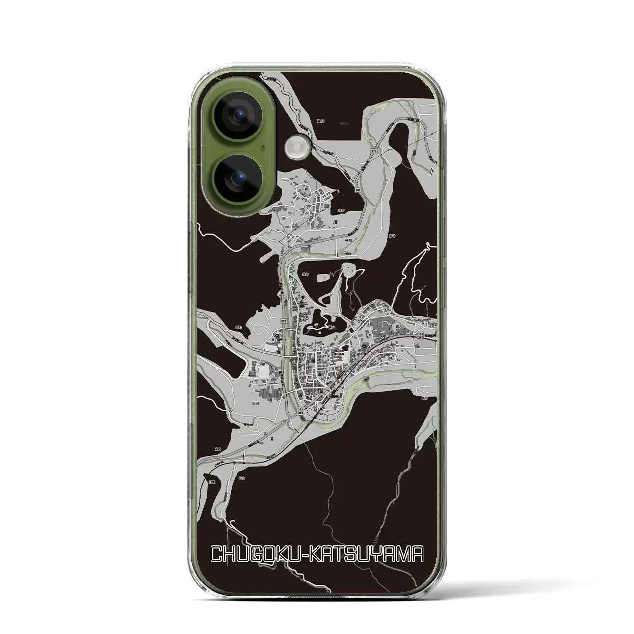 【中国勝山（岡山県）】地図柄iPhoneケース（クリアタイプ）モノトーン・iPhone 17 Pro Max 用