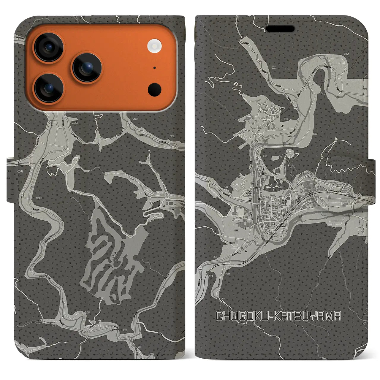 【中国勝山（岡山県）】地図柄iPhoneケース（手帳タイプ）