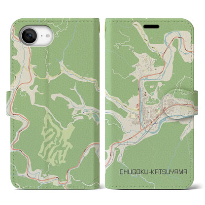 【中国勝山（岡山県）】地図柄iPhoneケース（手帳タイプ）