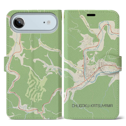 【中国勝山（岡山県）】地図柄iPhoneケース（手帳タイプ）