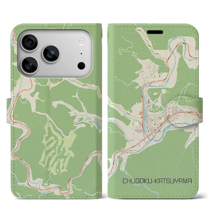 【中国勝山（岡山県）】地図柄iPhoneケース（手帳タイプ）