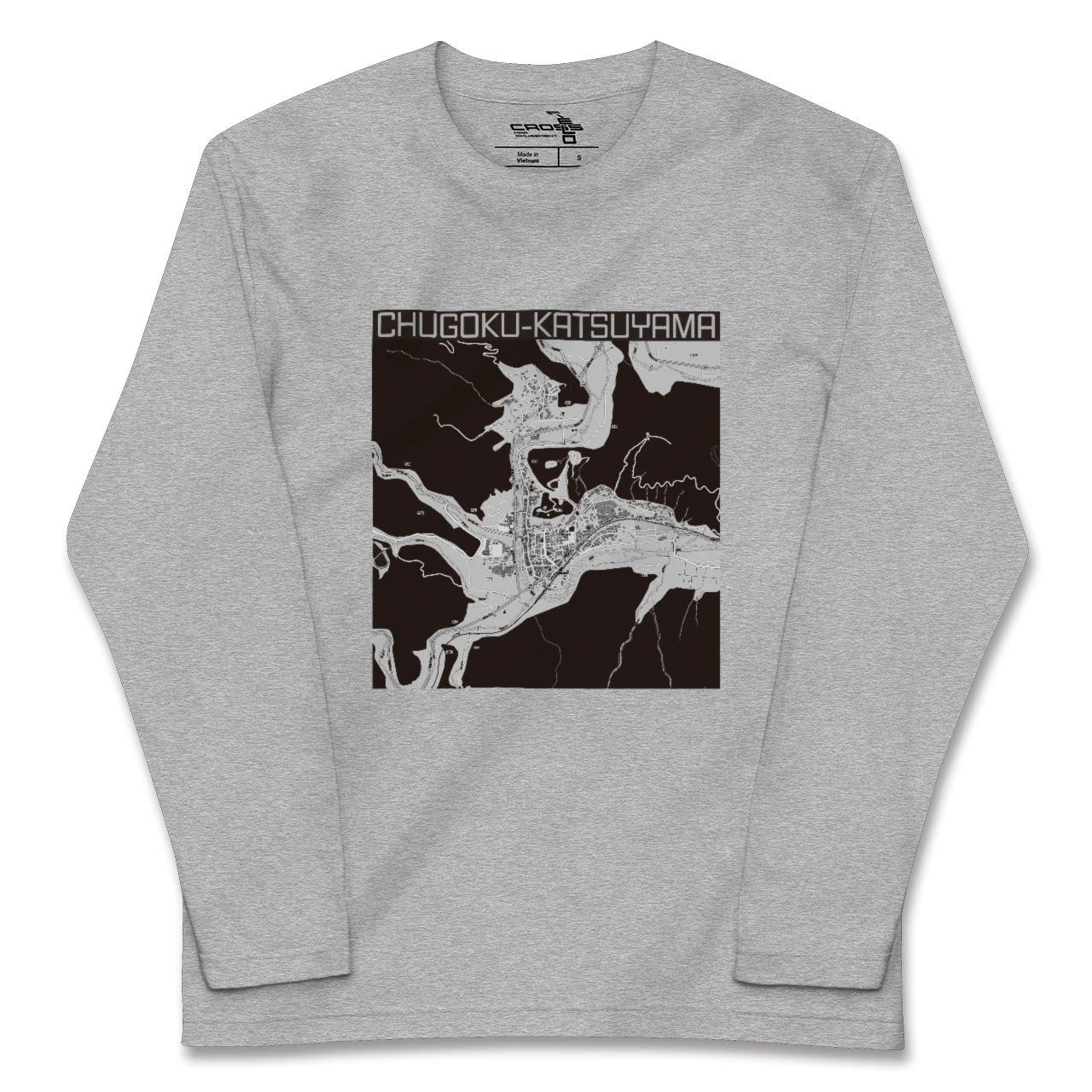 【中国勝山（岡山県）】地図柄ロングスリーブTシャツ