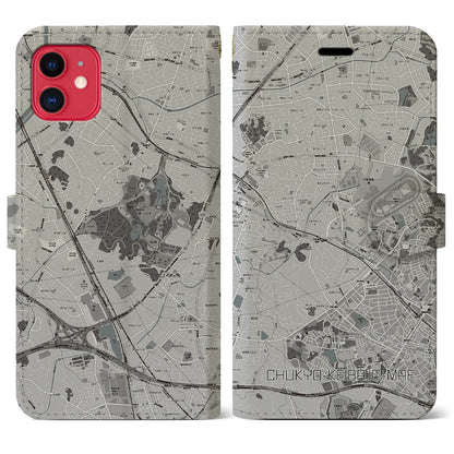 【中京競馬場前（愛知県）】地図柄iPhoneケース（手帳タイプ）モノトーン・iPhone 11 用