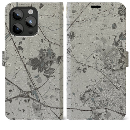 【中京競馬場前（愛知県）】地図柄iPhoneケース（手帳タイプ）モノトーン・iPhone 15 Pro Max 用