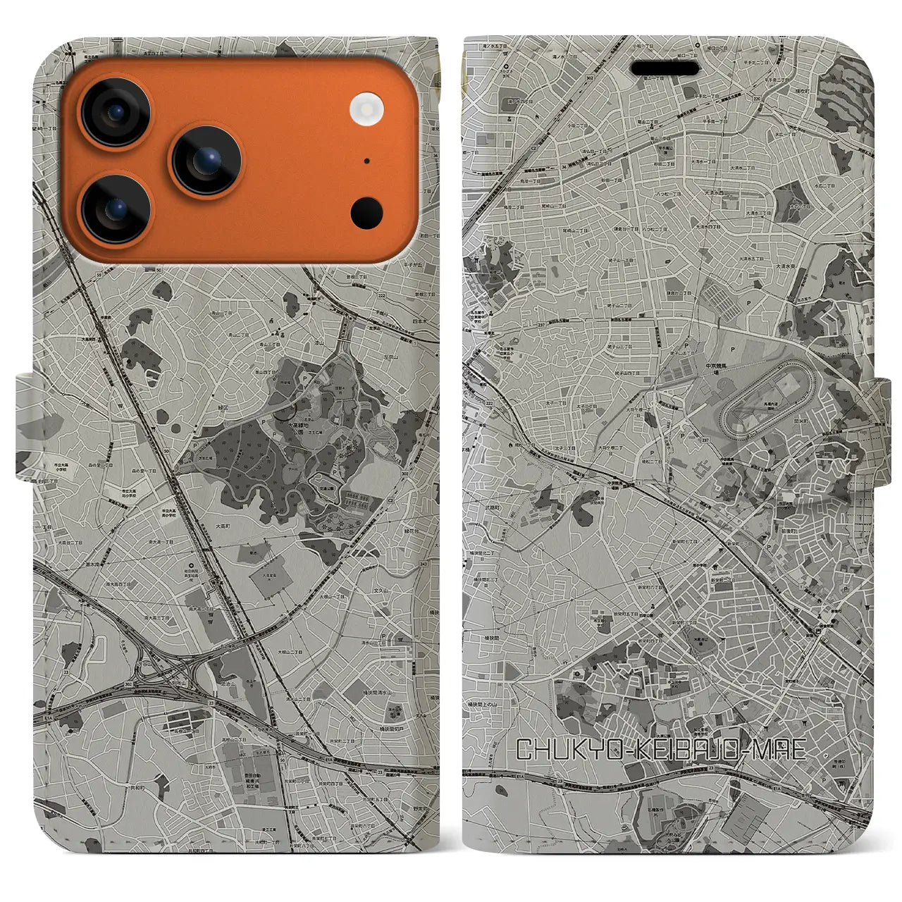 【中京競馬場前（愛知県）】地図柄iPhoneケース（手帳タイプ）