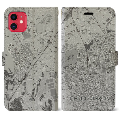 【中央林間（神奈川県）】地図柄iPhoneケース（手帳タイプ）モノトーン・iPhone 11 用