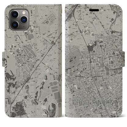 【中央林間（神奈川県）】地図柄iPhoneケース（手帳タイプ）モノトーン・iPhone 11 Pro Max 用