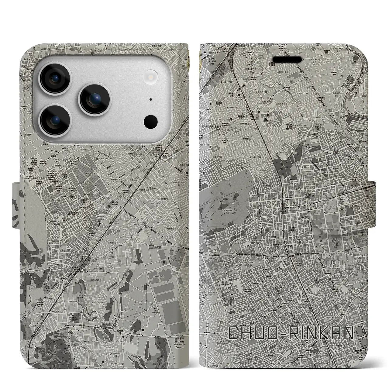 【中央林間（神奈川県）】地図柄iPhoneケース（手帳タイプ）