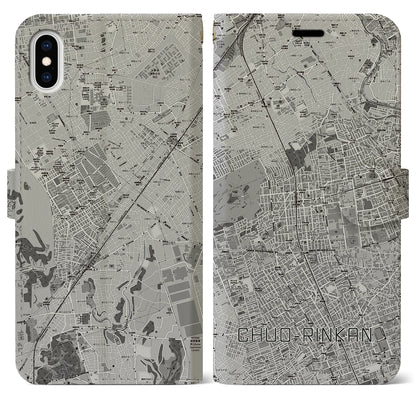 【中央林間（神奈川県）】地図柄iPhoneケース（手帳タイプ）モノトーン・iPhone XS Max 用