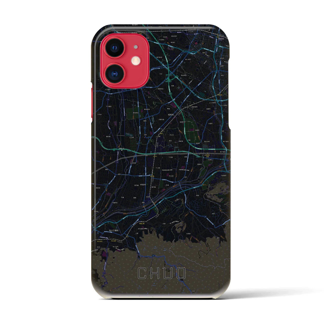 【中央（山梨県）】地図柄iPhoneケース（バックカバータイプ）