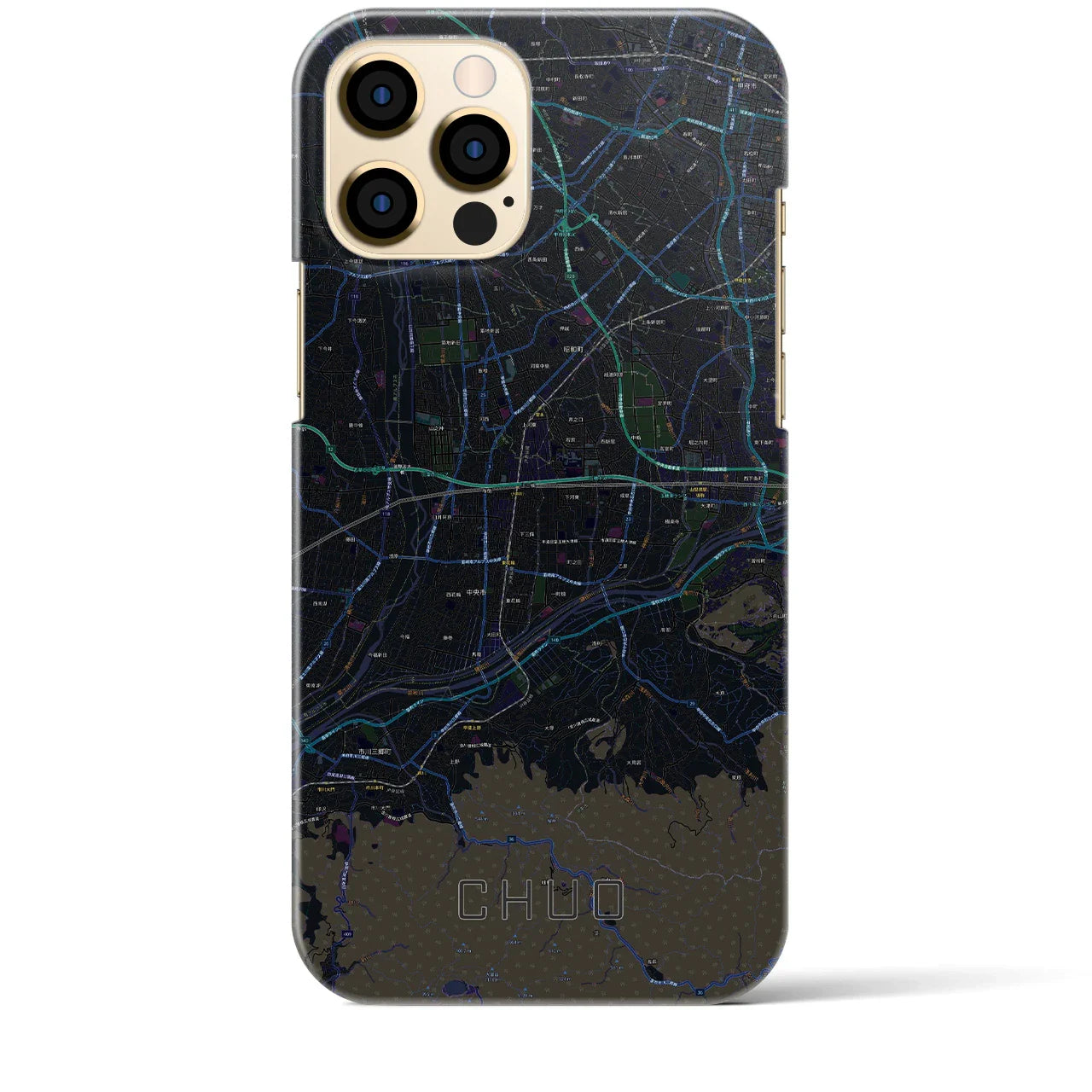 【中央（山梨県）】地図柄iPhoneケース（バックカバータイプ）