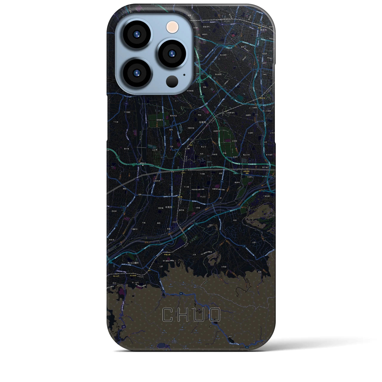 【中央（山梨県）】地図柄iPhoneケース（バックカバータイプ）