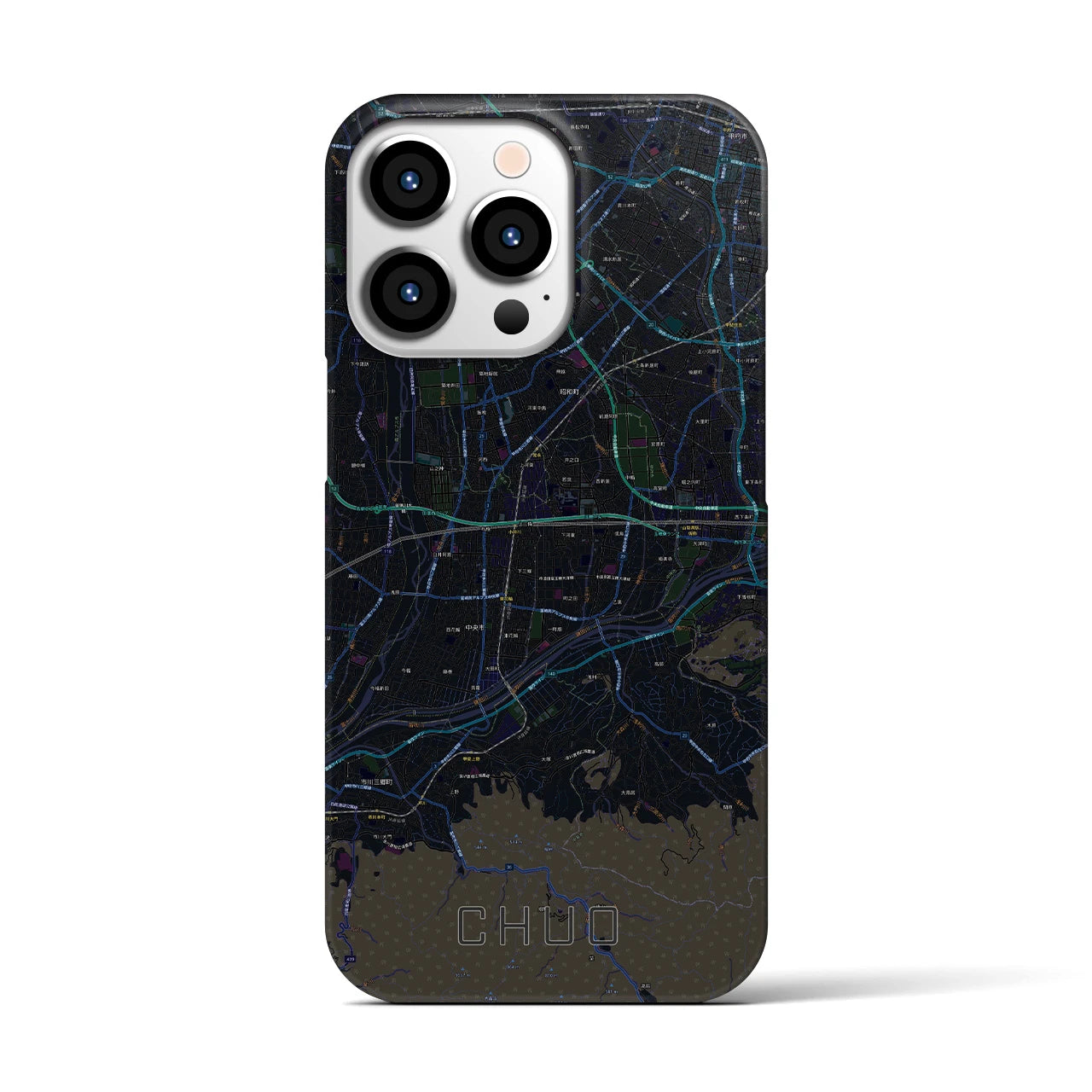 【中央（山梨県）】地図柄iPhoneケース（バックカバータイプ）