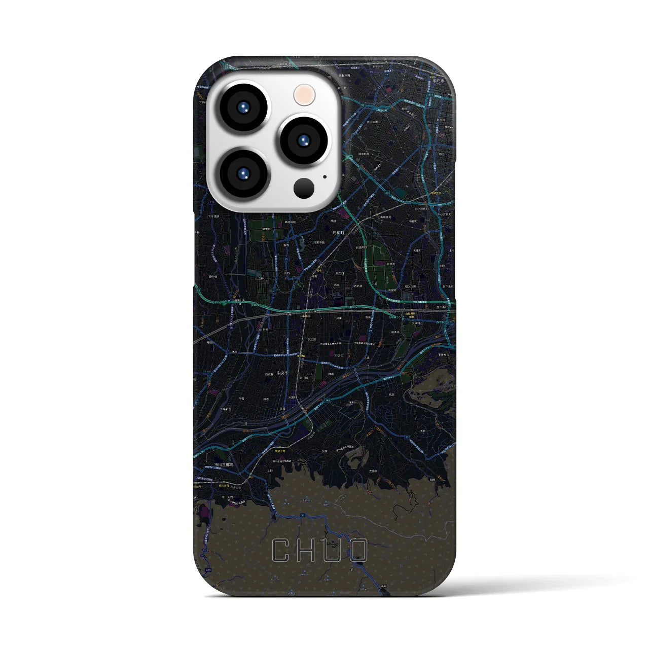 【中央（山梨県）】地図柄iPhoneケース（バックカバータイプ）