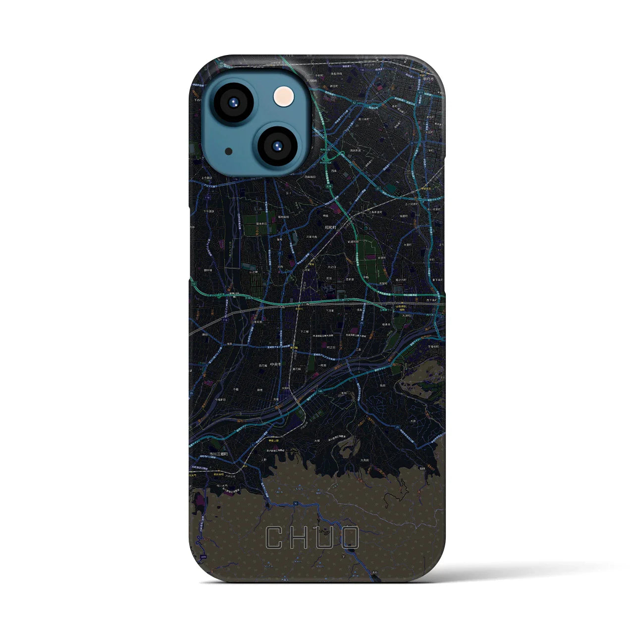 【中央（山梨県）】地図柄iPhoneケース（バックカバータイプ）