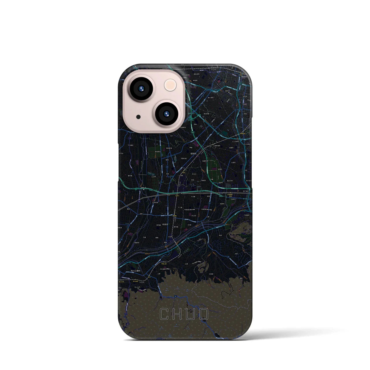 【中央（山梨県）】地図柄iPhoneケース（バックカバータイプ）