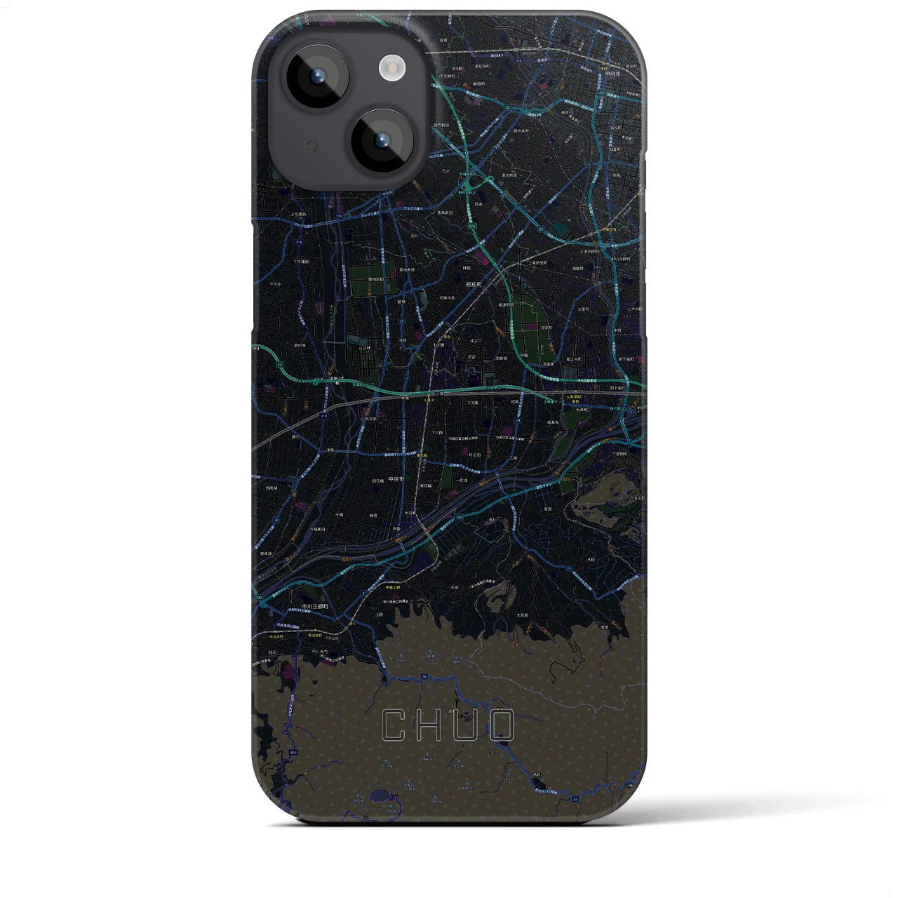 【中央（山梨県）】地図柄iPhoneケース（バックカバータイプ）