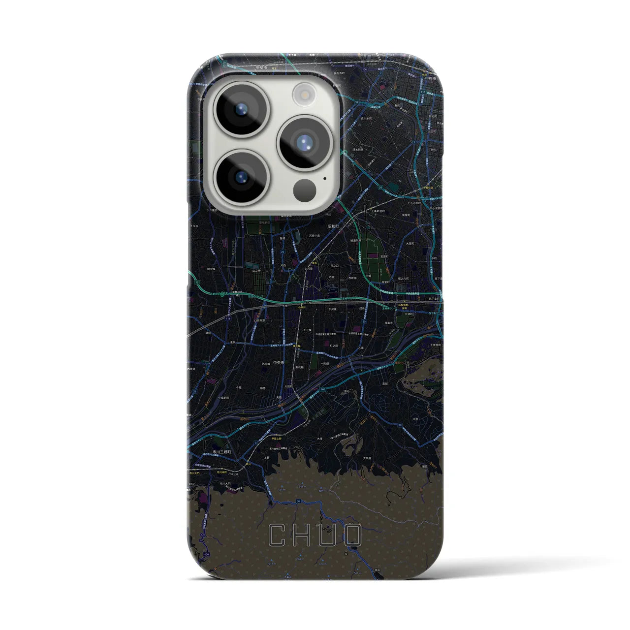 【中央（山梨県）】地図柄iPhoneケース（バックカバータイプ）