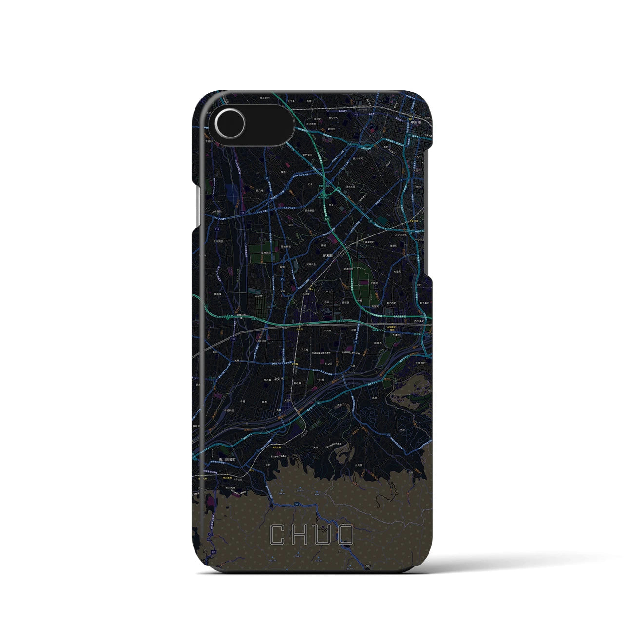 【中央（山梨県）】地図柄iPhoneケース（バックカバータイプ）