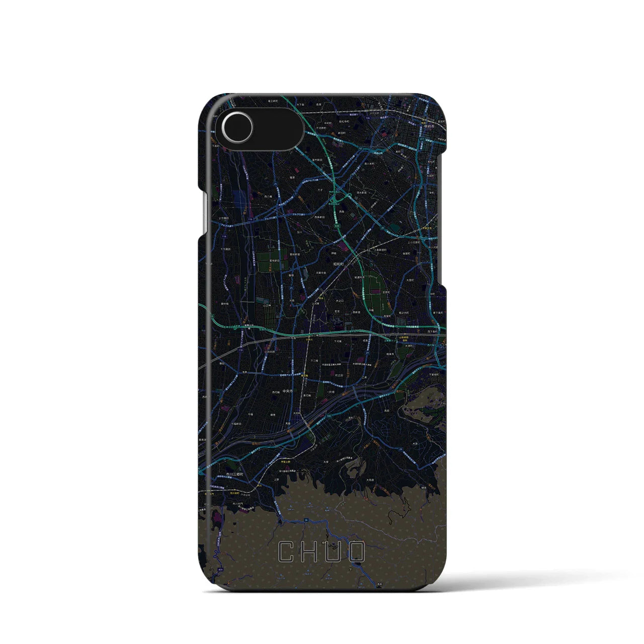 【中央（山梨県）】地図柄iPhoneケース（バックカバータイプ）