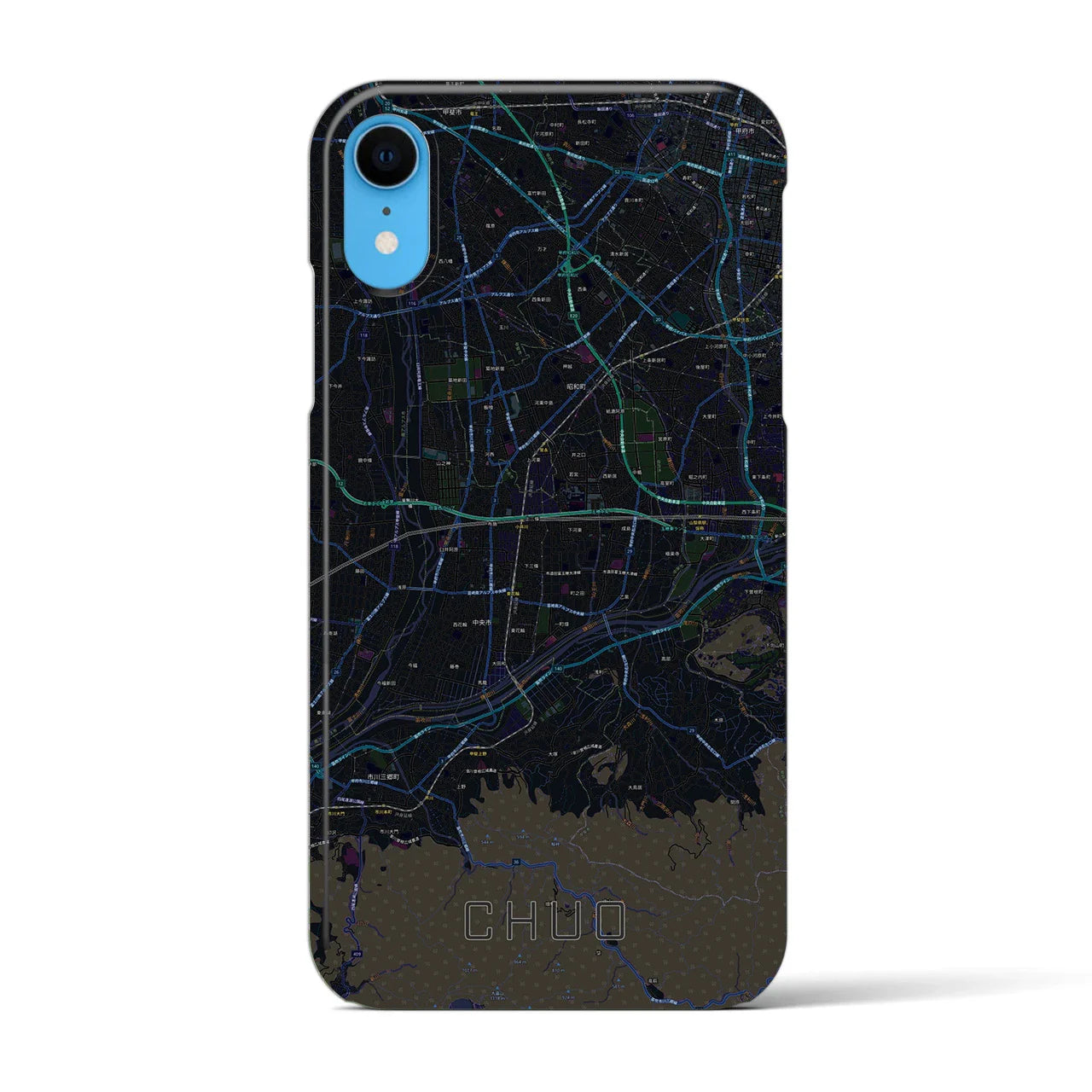 【中央（山梨県）】地図柄iPhoneケース（バックカバータイプ）